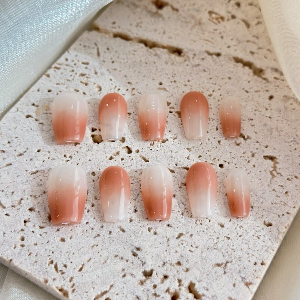 Dawn Blush Ombre/Handmade Coffin Ombre Press on Nails